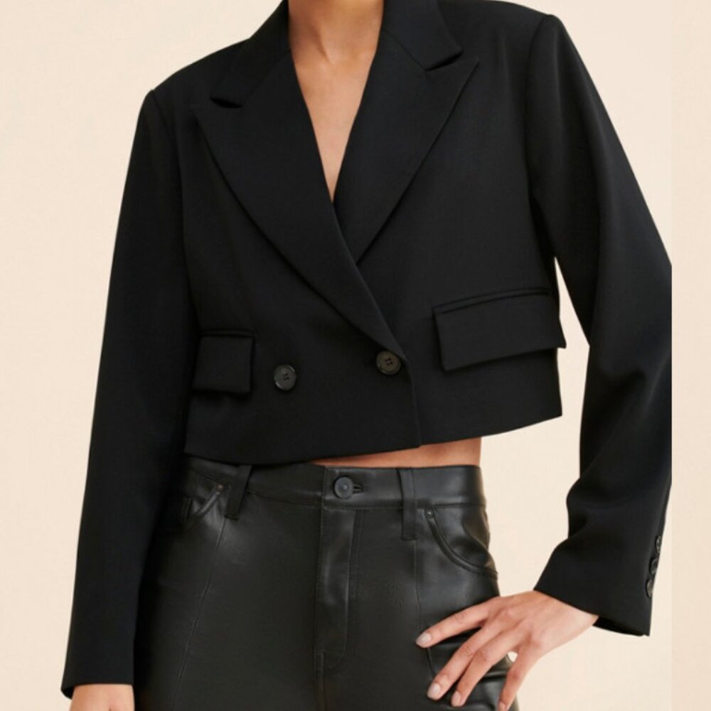 Hidden Forrest Morgan Cropped Blazer in Black Size Medium